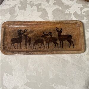 Wooden Tray with Deer Design